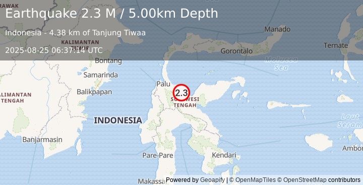 Earthquake Sulawesi, Indonesia (2.3 M) (2025-08-25 06:37:14 UTC)