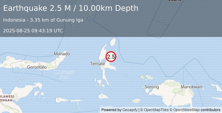 Earthquake Halmahera, Indonesia (2.5 M) (2025-08-25 09:43:19 UTC)