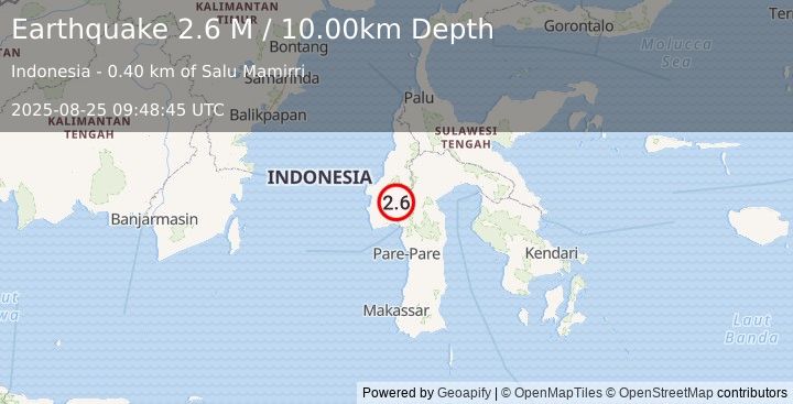 Earthquake Sulawesi, Indonesia (2.6 M) (2025-08-25 09:48:45 UTC)