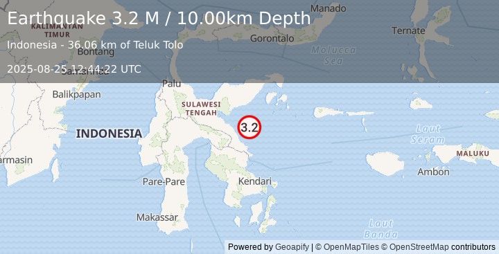Earthquake Sulawesi, Indonesia (3.2 M) (2025-08-25 12:44:22 UTC)