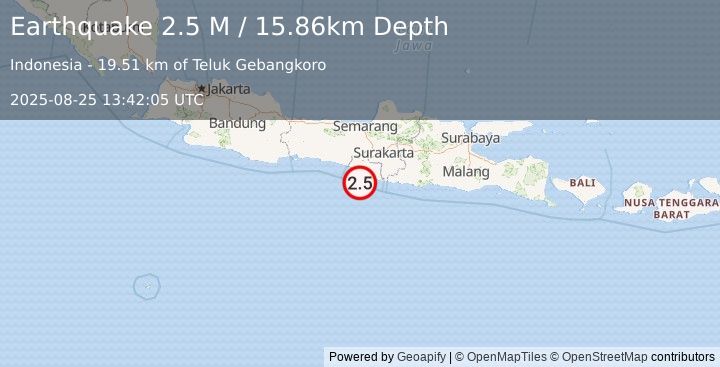 Earthquake Java, Indonesia (2.5 M) (2025-08-25 13:42:05 UTC)