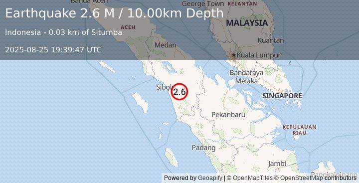 Earthquake Northern Sumatra, Indonesia (2.6 M) (2025-08-25 19:39:47 UTC)