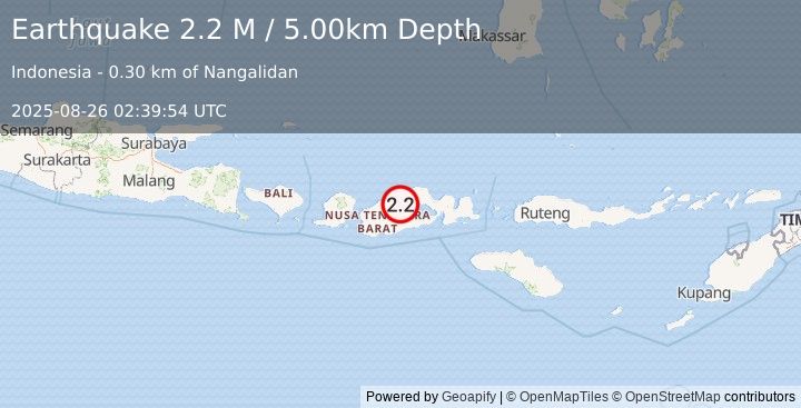 Earthquake Sumbawa Region, Indonesia (2.2 M) (2025-08-26 02:39:54 UTC)