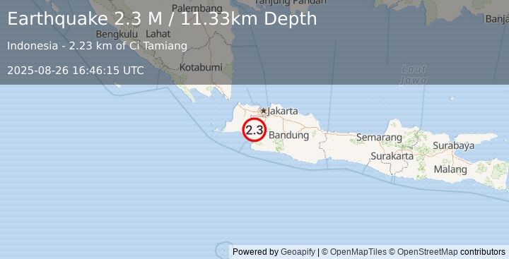 Earthquake Java, Indonesia (2.3 M) (2025-08-26 16:46:15 UTC)
