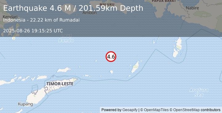 Earthquake Banda Sea (4.5 M) (2025-08-26 19:15:24 UTC)