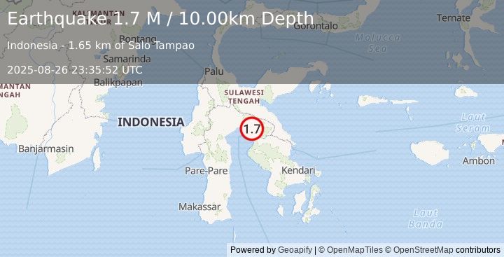 Earthquake Sulawesi, Indonesia (1.7 M) (2025-08-26 23:35:52 UTC)