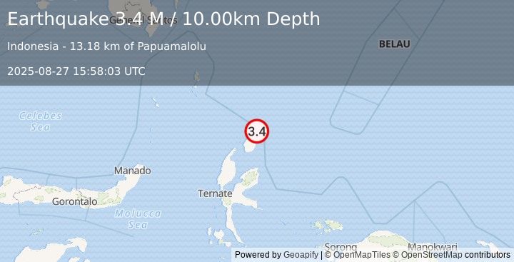 Earthquake Halmahera, Indonesia (3.4 M) (2025-08-27 15:58:03 UTC)