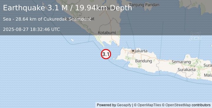 Earthquake Sunda Strait, Indonesia (3.1 M) (2025-08-27 18:32:46 UTC)