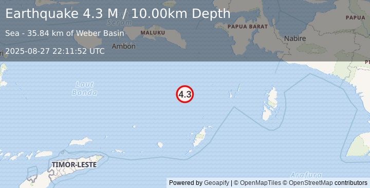 Earthquake Banda Sea (4.2 M) (2025-08-27 22:11:53 UTC)