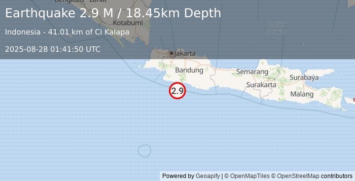 Earthquake Java, Indonesia (2.9 M) (2025-08-28 01:41:50 UTC)