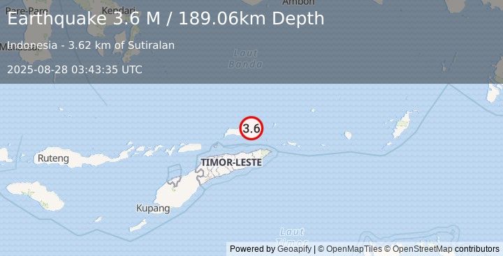 Earthquake Banda Sea (3.6 M) (2025-08-28 03:43:35 UTC)