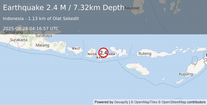 Earthquake Sumbawa Region, Indonesia (2.4 M) (2025-08-28 04:16:57 UTC)