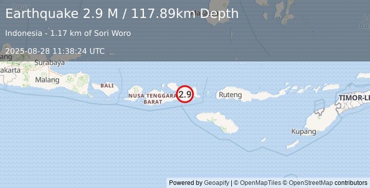 Earthquake Sumbawa Region, Indonesia (2.9 M) (2025-08-28 11:38:24 UTC)