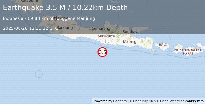 Earthquake Java, Indonesia (3.5 M) (2025-08-28 12:31:22 UTC)