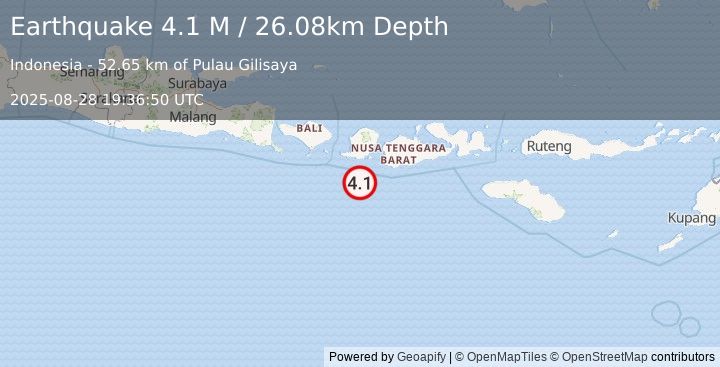 Earthquake Sumbawa Region, Indonesia (4.0 M) (2025-08-28 19:36:50 UTC)