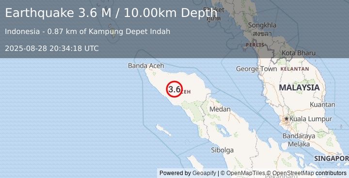 Earthquake Northern Sumatra, Indonesia (3.6 M) (2025-08-28 20:34:18 UTC)