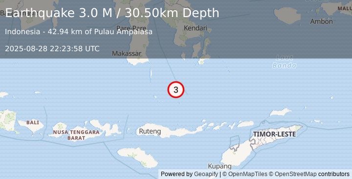 Earthquake Flores Sea (3.0 M) (2025-08-28 22:23:55 UTC)