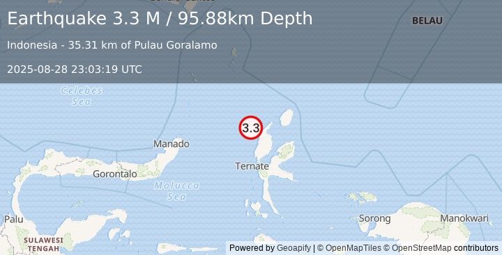 Earthquake Halmahera, Indonesia (3.3 M) (2025-08-28 23:03:19 UTC)