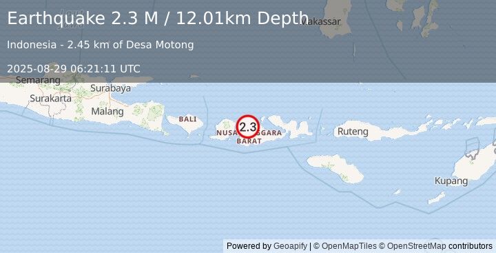 Earthquake Sumbawa Region, Indonesia (2.3 M) (2025-08-29 06:21:11 UTC)