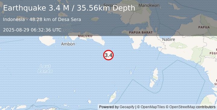 Earthquake Banda Sea (3.4 M) (2025-08-29 06:32:36 UTC)