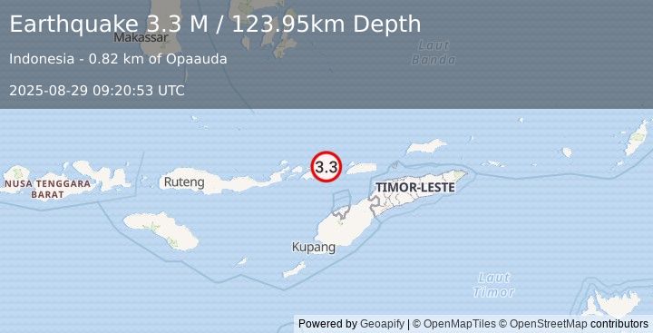Earthquake Flores Region, Indonesia (3.3 M) (2025-08-29 09:20:53 UTC)