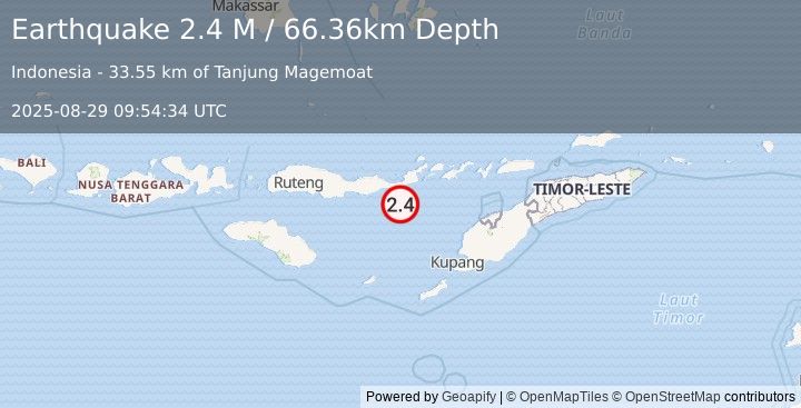 Earthquake Savu Sea (2.4 M) (2025-08-29 09:54:34 UTC)