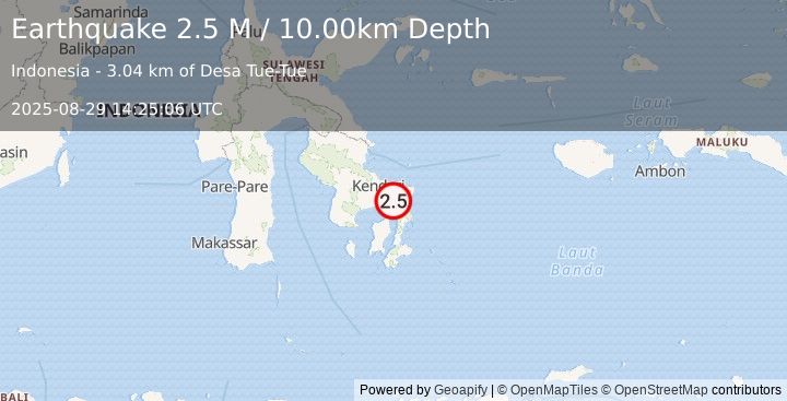Earthquake Sulawesi, Indonesia (2.5 M) (2025-08-29 14:25:06 UTC)
