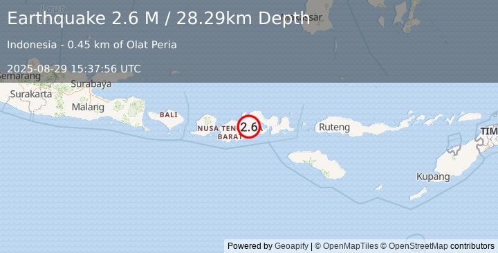 Earthquake Sumbawa Region, Indonesia (2.6 M) (2025-08-29 15:37:56 UTC)