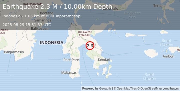 Earthquake Sulawesi, Indonesia (2.3 M) (2025-08-29 15:51:33 UTC)