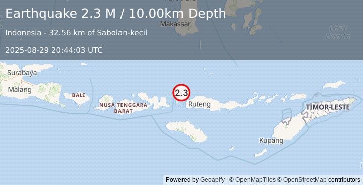 Earthquake Flores Region, Indonesia (2.3 M) (2025-08-29 20:44:03 UTC)