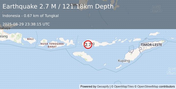 Earthquake Flores Region, Indonesia (2.7 M) (2025-08-29 23:38:15 UTC)