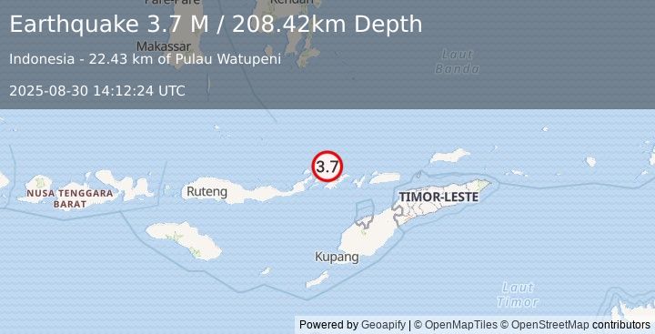 Earthquake Flores Region, Indonesia (3.7 M) (2025-08-30 14:12:24 UTC)