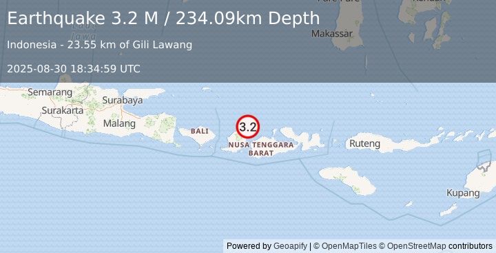 Earthquake Sumbawa Region, Indonesia (3.2 M) (2025-08-30 18:34:59 UTC)