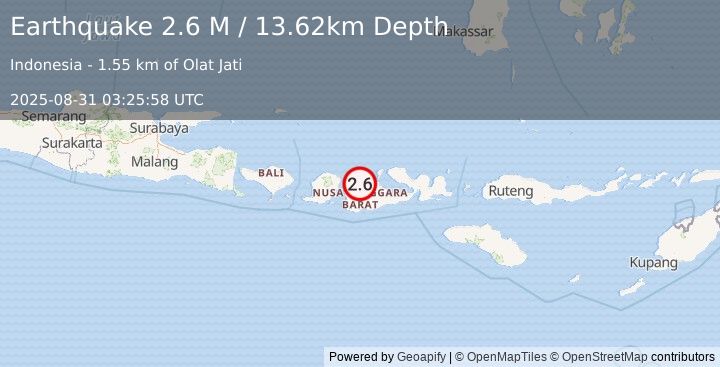 Earthquake Sumbawa Region, Indonesia (2.6 M) (2025-08-31 03:25:58 UTC)
