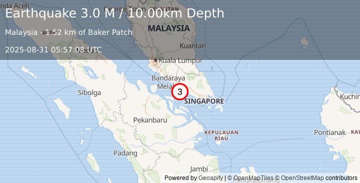 Earthquake Northern Sumatra, Indonesia (3.0 M) (2025-08-31 05:57:08 UTC)