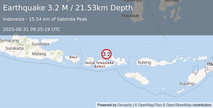 Earthquake Sumbawa Region, Indonesia (3.2 M) (2025-08-31 09:25:19 UTC)