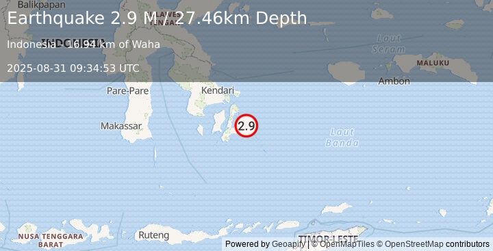 Earthquake Banda Sea (2.9 M) (2025-08-31 09:34:53 UTC)