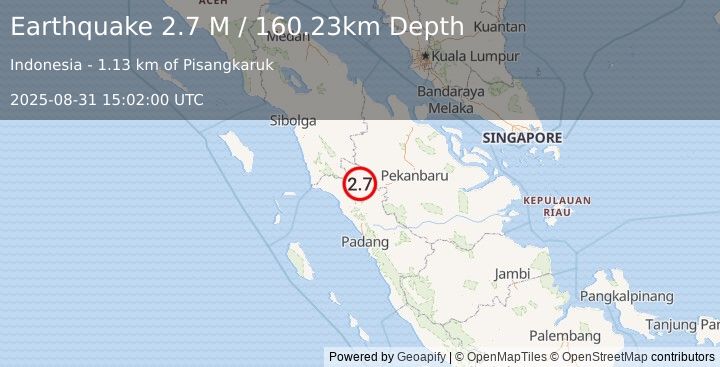 Earthquake Northern Sumatra, Indonesia (2.7 M) (2025-08-31 15:02:00 UTC)