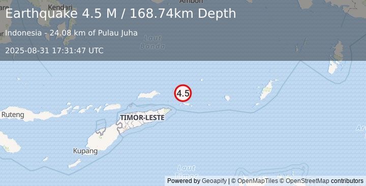 Earthquake Banda Sea (4.5 M) (2025-08-31 17:31:47 UTC)
