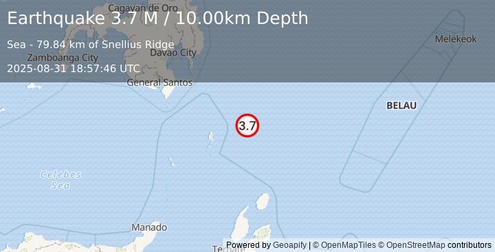 Earthquake Talaud Islands, Indonesia (3.7 M) (2025-08-31 18:57:46 UTC)