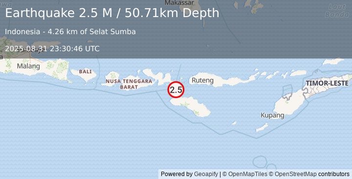 Earthquake Sumba Region, Indonesia (2.5 M) (2025-08-31 23:30:46 UTC)