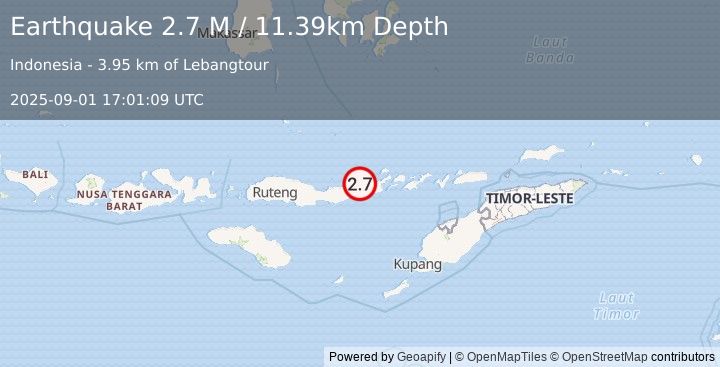 Earthquake Flores Region, Indonesia (2.7 M) (2025-09-01 17:01:09 UTC)