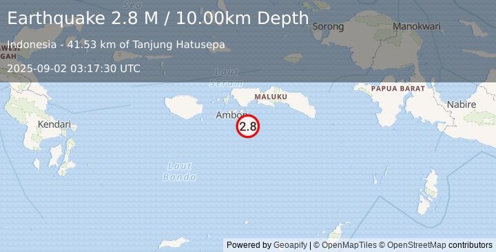 Earthquake Banda Sea (2.8 M) (2025-09-02 03:17:30 UTC)