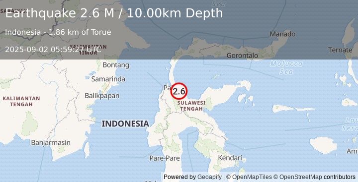Earthquake Sulawesi, Indonesia (2.6 M) (2025-09-02 05:59:27 UTC)