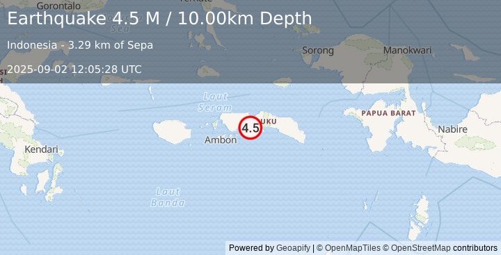 Earthquake Seram, Indonesia (4.5 M) (2025-09-02 12:05:28 UTC)