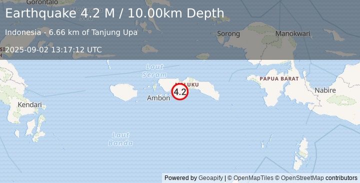 Earthquake Seram, Indonesia (4.2 M) (2025-09-02 13:17:12 UTC)