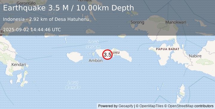 Earthquake Seram, Indonesia (3.5 M) (2025-09-02 14:44:46 UTC)
