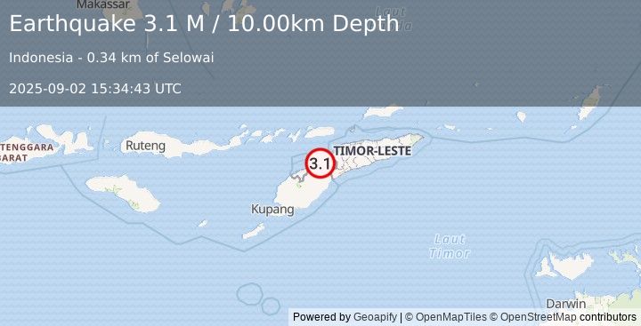 Earthquake Timor Region (3.1 M) (2025-09-02 15:34:43 UTC)