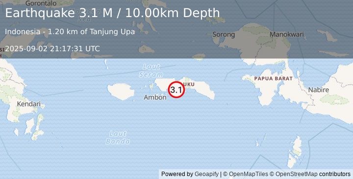 Earthquake Seram, Indonesia (3.1 M) (2025-09-02 21:17:31 UTC)