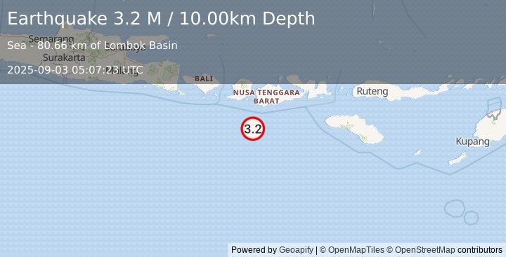 Earthquake Sumbawa Region, Indonesia (3.2 M) (2025-09-03 05:07:23 UTC)